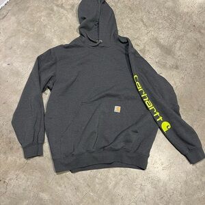 Carhartt Dark Gray Hoodie with Yellow Logo